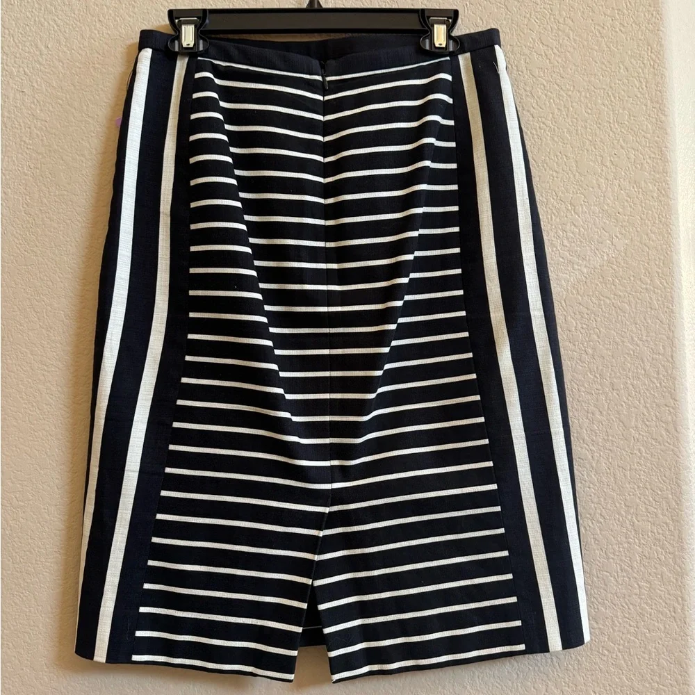 J.Crew No. 2 Pencil Skirt Black White Striped Size 6